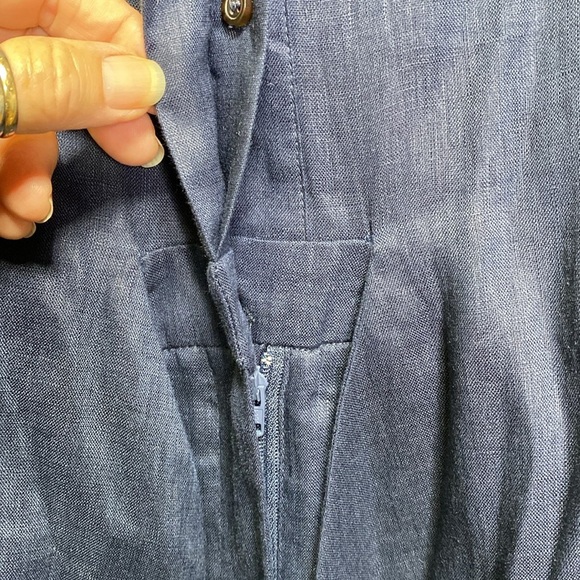 Reiss Ema Navy Sleeveless Linen Tie Front Playsuit Sz 10 - Picture 7 of 9